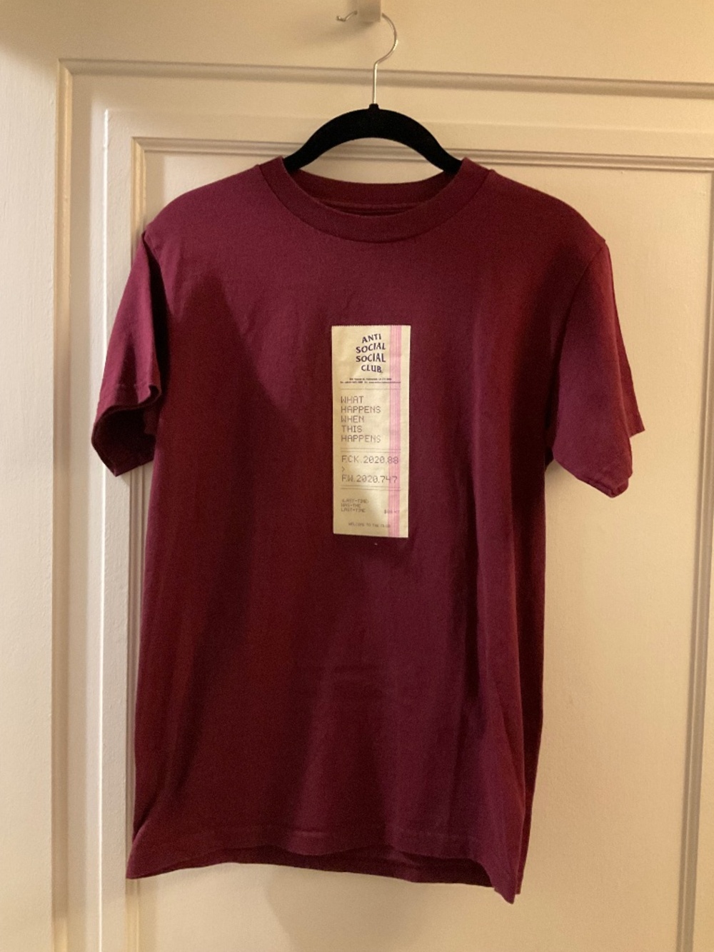 Antisocial social club logo two T-shirt maroon sz M